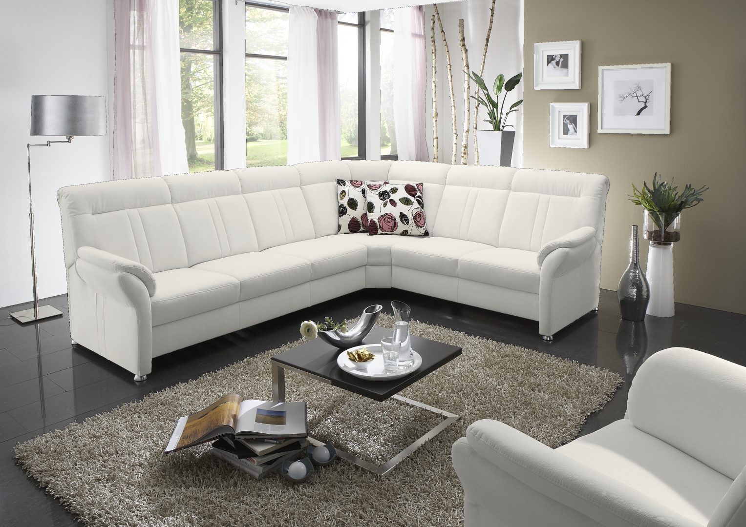 Wohnlandschaft Hungaro - Stoff weiss